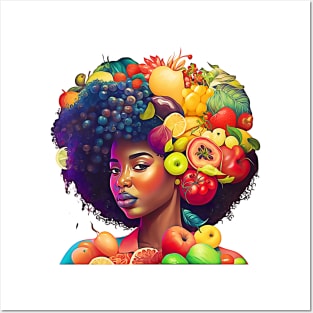 Fruitful Black Woman Healthy Food African American Women Posters and Art